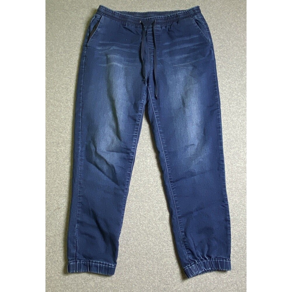 ROYALTY FOR ME Denim Jogger Sz M Elastic Waist And Bottom  Stretch